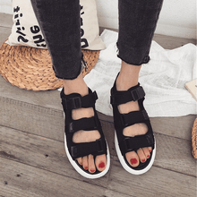 Load image into Gallery viewer, Women Leather Sandals Open Toe Flatform